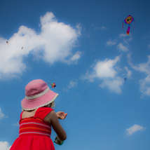 Red girl with kite