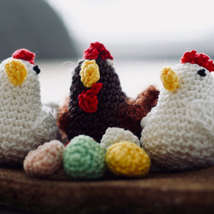 Knitted chickens and eggs by sven brandsma on unsplash