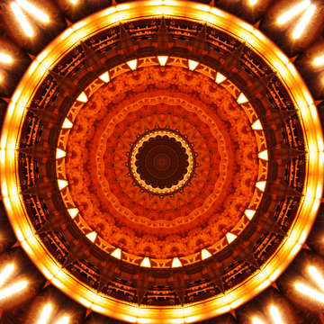 Kaleidoscope tile red lights radial circle