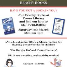 Beachy books at cowes library iow event poster   a4   for print page 001