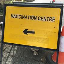Vaccination centre sign square