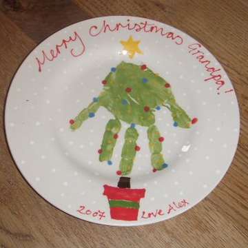 Handprint christmas tree plate small